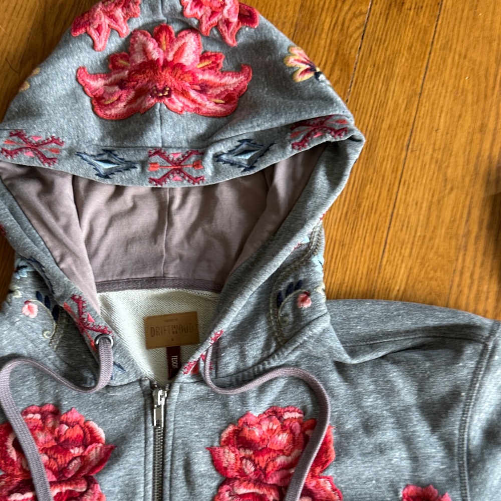 Driftwood embroidered zip up hoodie